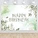 MAQTT 7X5FT Happy Birthday Party Background Sage Green Eucalyptus Leaves Backdrop Boy Girl Women Party Banner Decorations