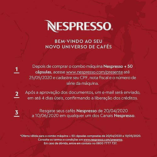 Cafeteira Nespresso Inissia Preta 220V e Seleção Lungos 50 cápsulas de café