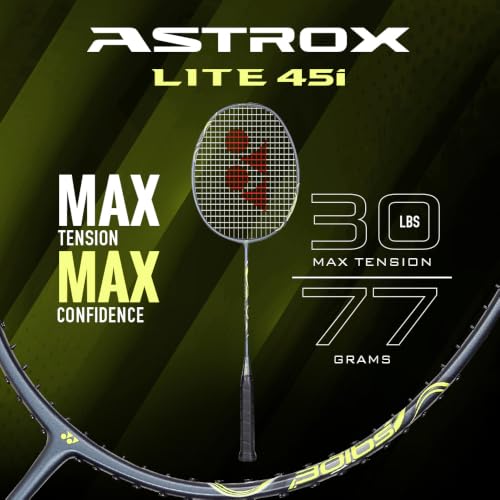 Image of Yonex Graphite Strung Badminton Racquet Astrox Lite 45i (G4, 77 Grams, 30 lbs Tension, Dark Gray)