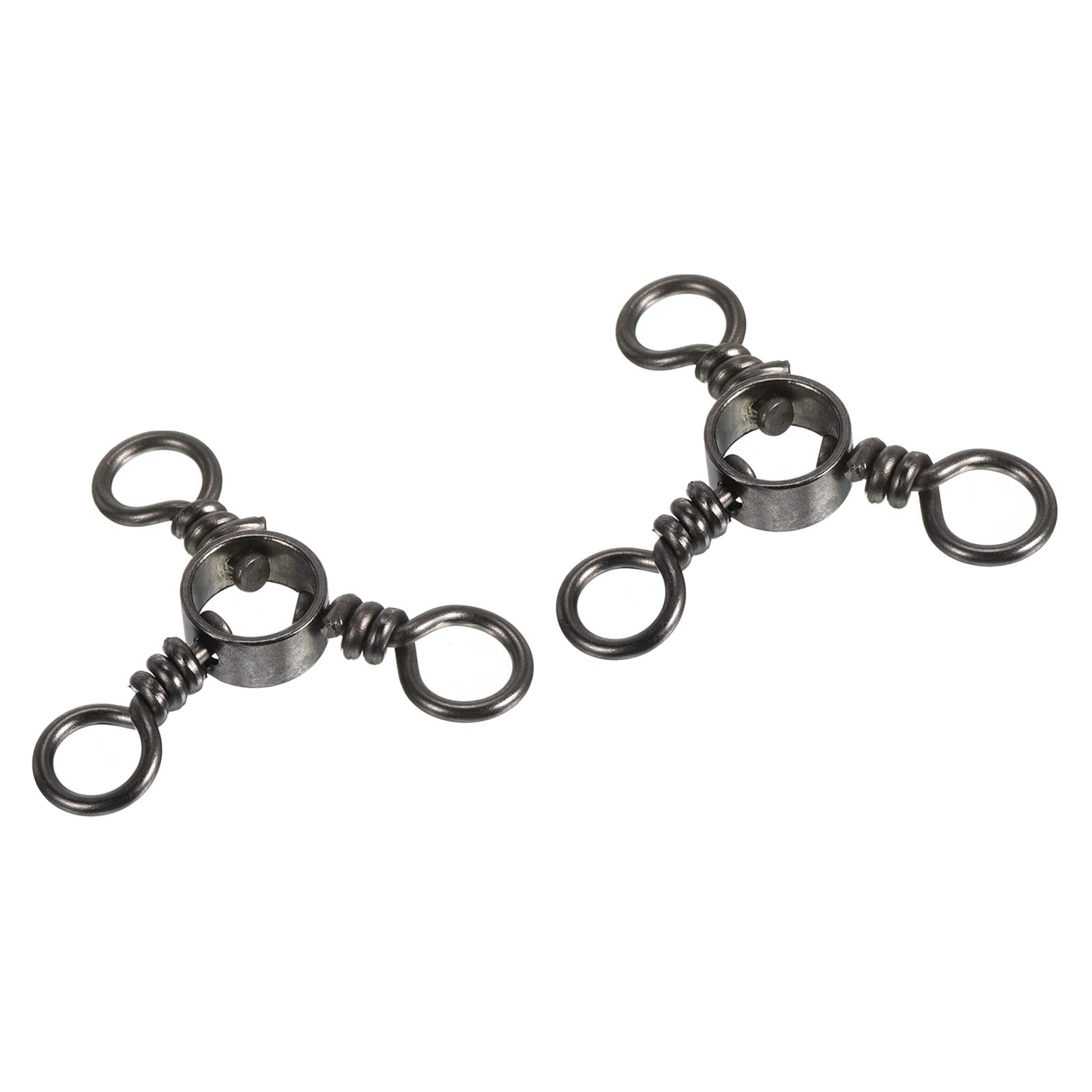 PATIKIL 3 Way Swivel, 20Pcs 22lb Stainless Steel Cross Line Terminal Tackle for Saltwater Freshwater Fishing Black