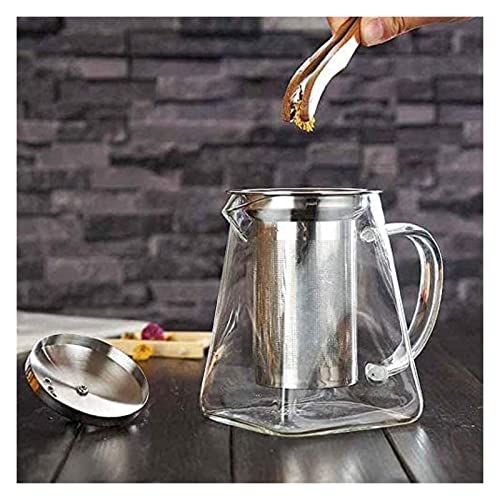 Tetera de vidrio de 550ml con infusor de té cuadrado resistente al calor 7