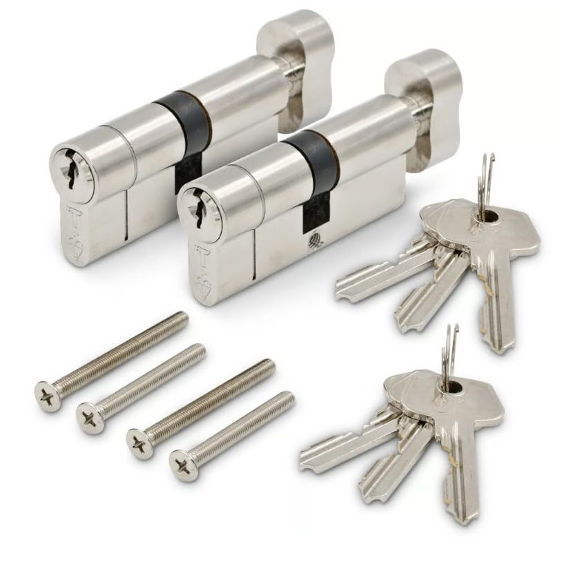 Euro Key and Thumbturn Cylinder Set, 6-Pin, Keyed Alike, TS007 1 Star Rated, for uPVC, Composite, and Timber Doors, Supplied with 6 Keys (40/50)