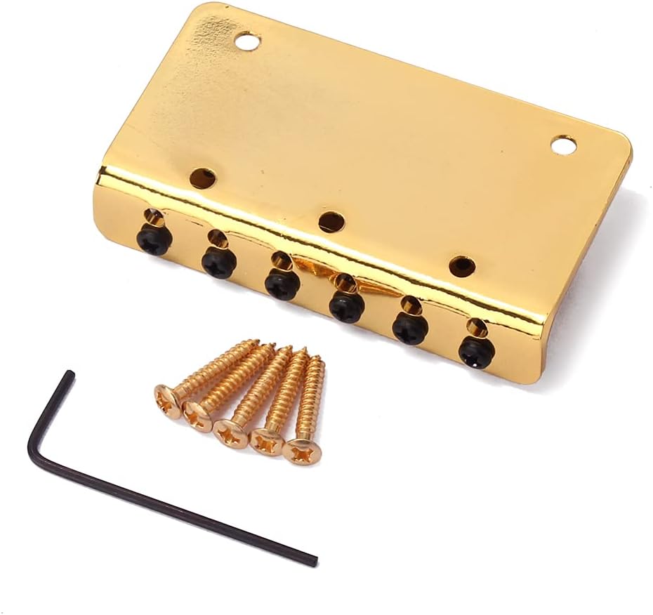 Alnicov 73mm Metal Fixed Hardtail Saddle Bridge Top Load Guitar Tailpiece for 6 Strings Electric Guitar Gold - Image 5