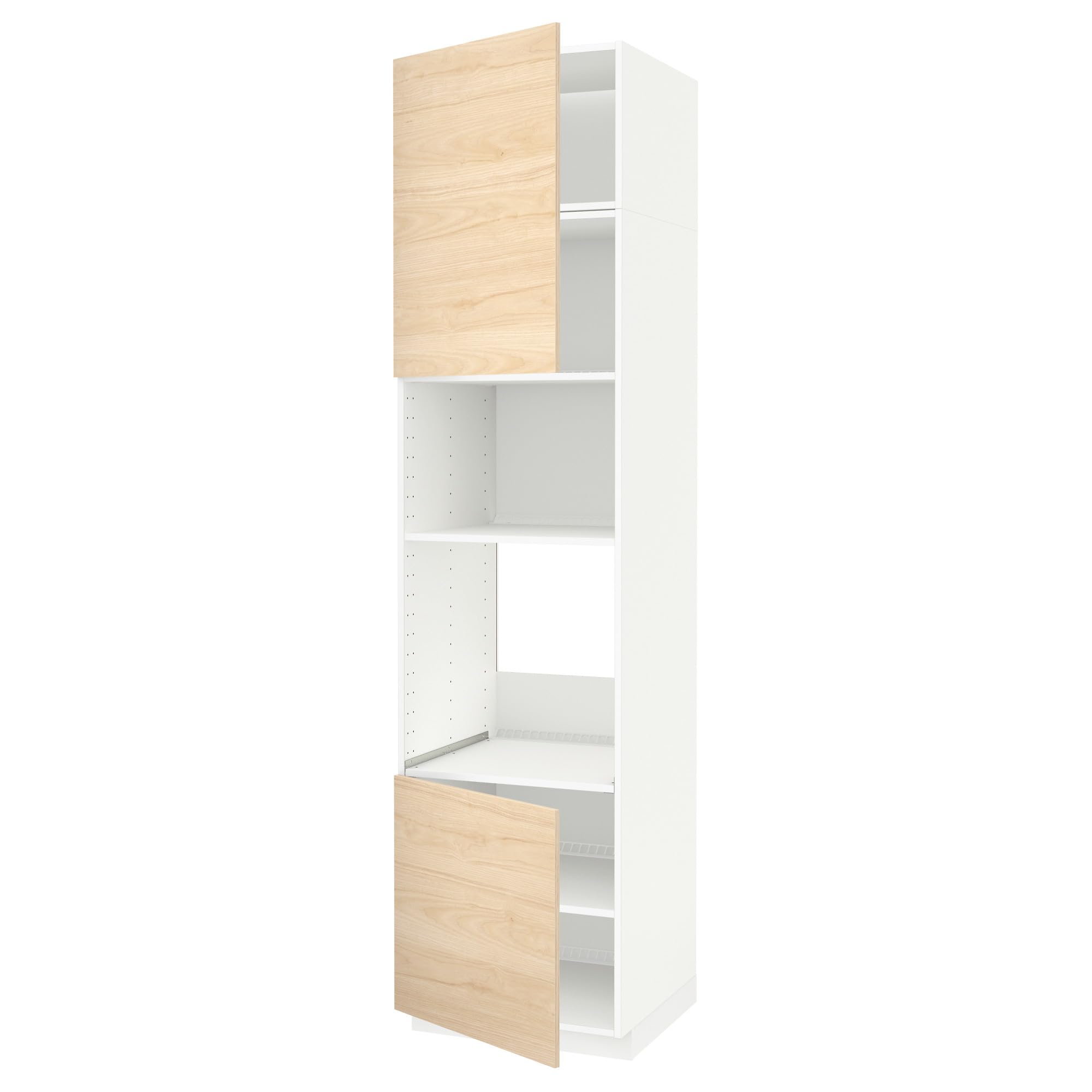 ProTuning METOD Hi cb f oven/micro w 2 drs/shelves, white/Askersund light ash effect, 60x60x240 cm