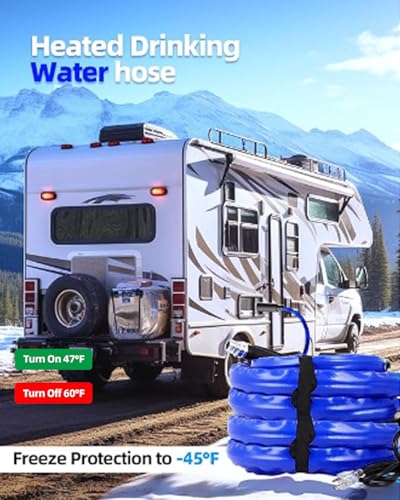 Image of MIROZO RV Heated Water Hose for 15FT, -40 ℉ Freeze Protection Heated Drinking Water Hose Upgrade with Digital Display,Energy-Saving Thermostat,for RV,Camper,Home.Garden(Blue)