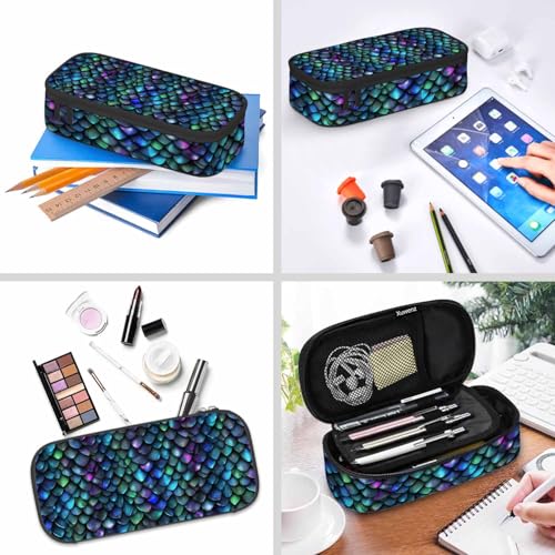 Image of Dragon Scales Pencil Case Sparkling Glittering Skin Sequins Pencil Bag Pouch Box Organizer for College School Students Boy Girl