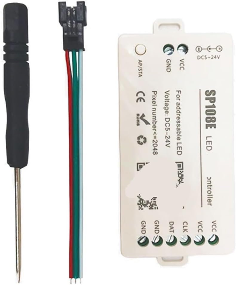 DC5-24V SP108E controller for 3-pin 4-pin 5050 RGB LED strips, WHITE