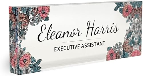 Miniatura 12 de Bloque de placa de nombre de escritorio de acrílico transparente grueso de 8 x 3 pulgadas, decoración profesional de oficina, regalo de placa