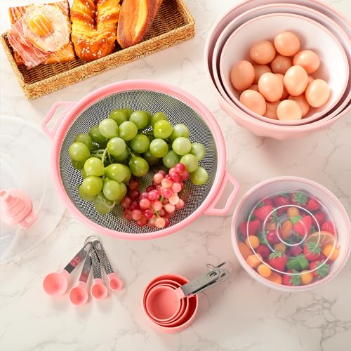 Juego de 4 tazones de mezcla con tapas y accesorios rosa miniatura 6