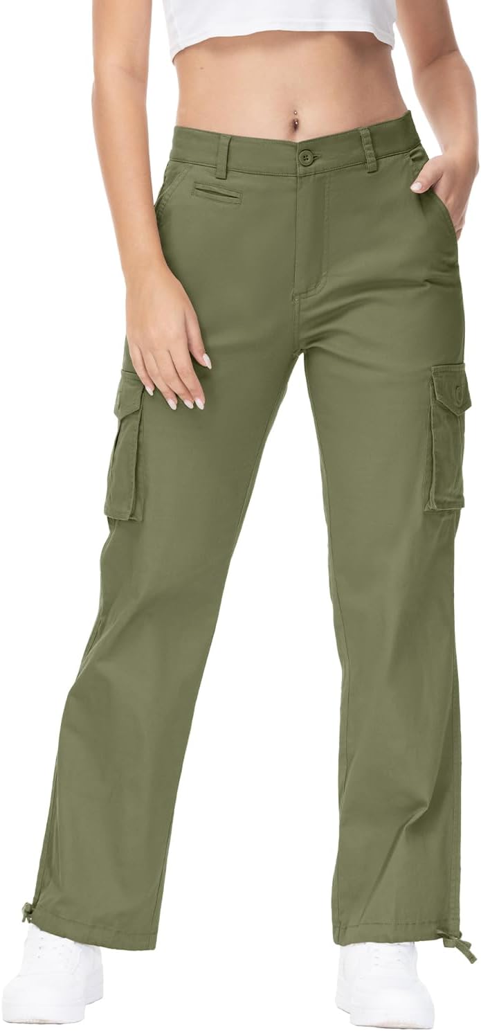 Gopune Women's Hiking Cargo Pants Lightweight Outdoor Travel Work Casual Cotton Pants with 7 Pockets - Image 2