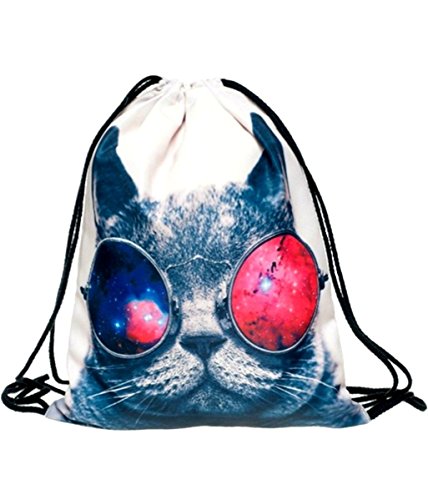 Preisvergleich Produktbild Black Out Galaxy Katze mit Brille Turnbeutel Rucksack Tasche