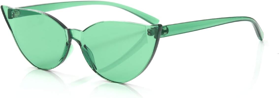 Cat Eye Rimless Sunglasses Oversized One Piece Colored Transparent Eyewear Retro Eyeglasses for Women Men …