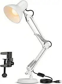 Luminária Articulável Branca Mesa E Bancada 65 Cm Altura Abajur Premium (Branco)