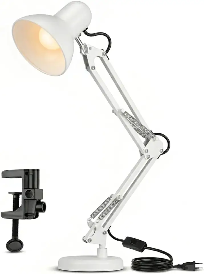 Luminária Articulável Branca Mesa E Bancada 65 Cm Altura Abajur Premium (Branco)