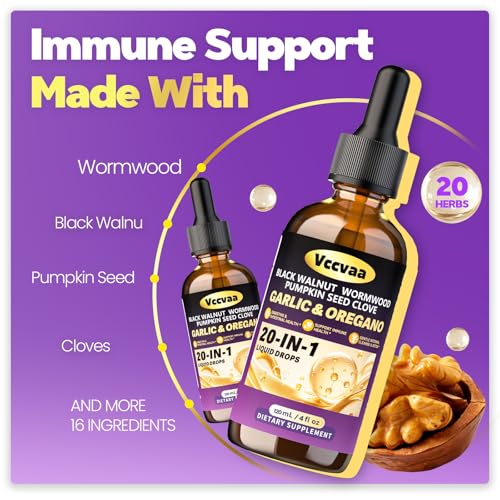 Image of 20-in-1 Wormwood Black Walnut Clove Parasite Cleanse | Wormwood, Pumpkin Seed & Oregano | Digestive & Intestinal Health Support | Immune System Booster | Gentle Internal Cleanse & Detox | 120 mL
