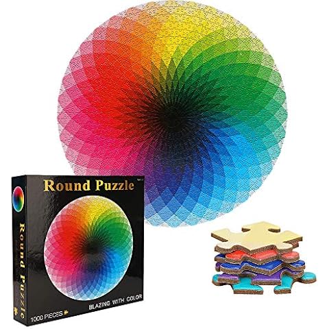 MEDOYOH 1000 Piece Rainbow Palette Puzzle for Adults, 67.5cm / 26.57in Gradient Puzzle, 2mm Thickness Cardboard Puzzle - Round Puzzle Stress Reliever Difficult Challenge Puzzle for Kids Adults Cover