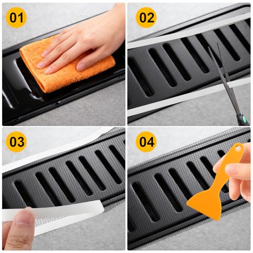 TXXATX Haarsieb Duschrinne 7 cm x10 m Abflusssieb Dusche Haare 2 Bände Haarfänger Dusche mit Plastikspatel Duschsieb Abfluss Haare aus Fiberglas Duschabfluss Mesh Aufkleber für Duschen Küchen Balkon
