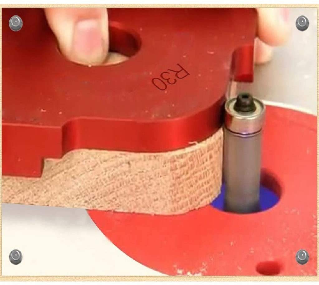 Juego de 2 paneles de madera de aleación de aluminio, radio de esquina de mesa rápida de router kit de plantillas de calibrador de broca