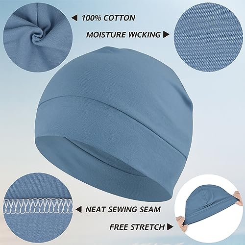 Image of Headshion Cotton Skull Caps for Men Women,2-Pack Lightweight Beanie Sleep Hats Breathable Helmet Liner