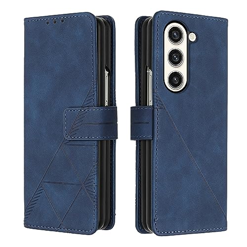 Étui pour Galaxy Z Fold 6 LEMAXELERS en cuir synthétique bleu