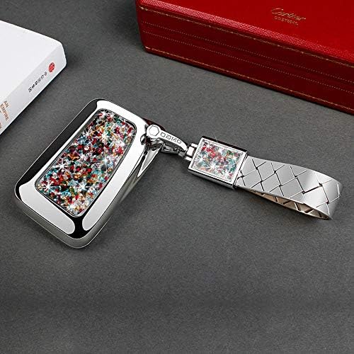 Queen's Car Key Shell + Key Chain Set with Sparkling Preciosa Crystal + Electroplating ABS Car Key Case Holder Cover (Queen ONLY) (for Lexus, Colourful)
