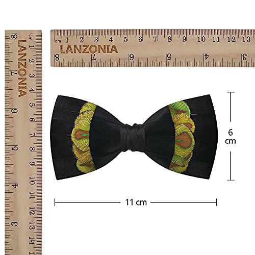 Image of Feather Bow Ties for Men Original Luxury Elegant Wedding Bow Tie Pre-Tied Handmade Mens Bowties for Tuxedo