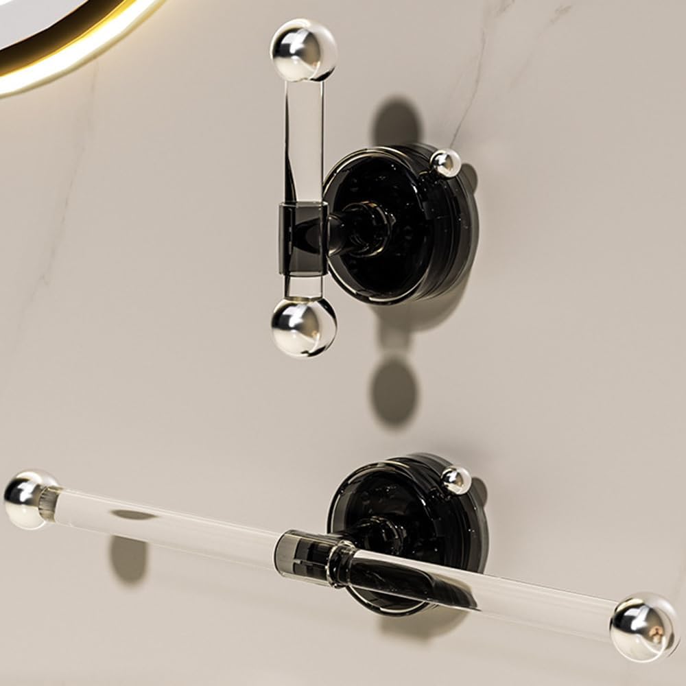 Adjustable Self Adhesive Jewelry Holder Suction Cup Hair Accessories Organizer Waterproof Scrunchy Storage Stick Hair Ties Holder for Hair Ties Headband Jewelry, 2 Pack (Transparent black, L)