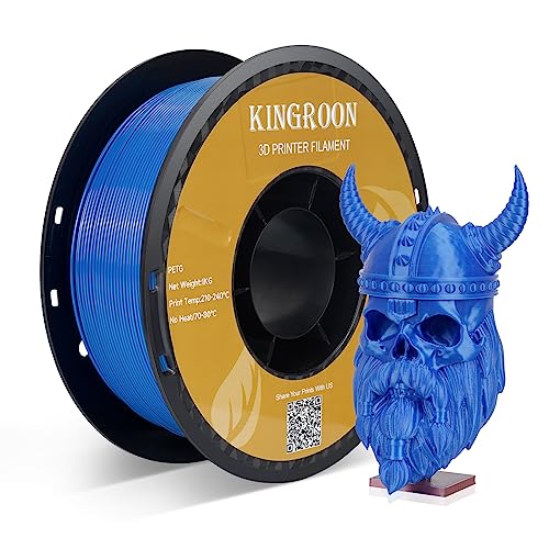Image of Kingroon PETG 3D Printer Filament, Dimensional Accuracy + /- 0.03 mm, 1kg Spool(22lbs), 1.75 mm, Blue