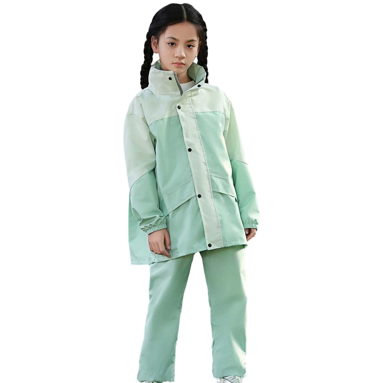 Genérico Chubasquero NiñO Impermeable Ligero,Conjunto De Impermeable Y PantalóN para NiñAs Traje De Lluvia De Cobertura Completa para Actividades Escolares Al Aire Libre Ropa De Lluvia Juvenil