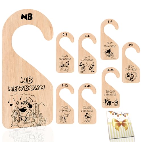 Baby Size Closet Dividers, Baby Clothes Organizer Dividers for Newborn Baby Room Nursery Decor from 0-24+ Months Monthly Hanging Sign