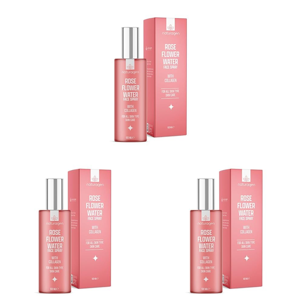 Naturagen Gül Suyu Yüz Spreyi 100 ml | Aydınlatıcı & Gözenek Sıkılaştırıcı | Kolajenli |%100 Doğal Gül Mayalı (3 paketi)
