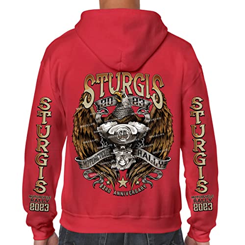 2023 Sturgis Motorcycle Rally Flying V Twin Eagle Zip-Up Hoodie2