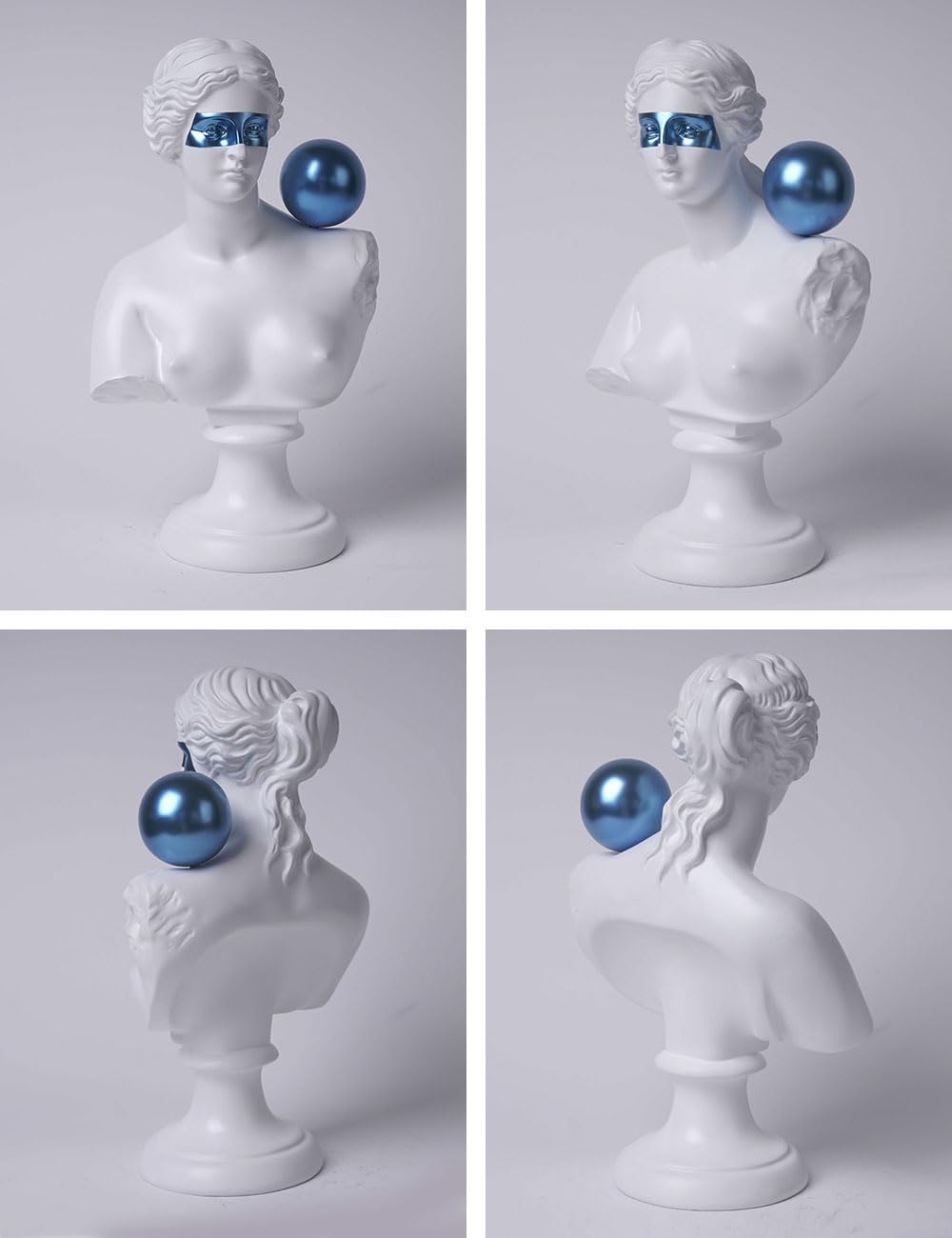 Griechische Büste Skulptur Statue Abstrakte Figur Moderne Deko Kunst Geschenk für Wohnzimmer Schlafzimmer Tisch Resin Weiß 35cm