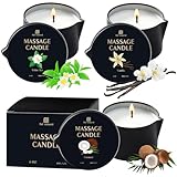 3 Pack Massage Oil Candles-18oz Low Temp Soy Candles 3 Scent Vanilla, White Tea, Coconut Body Oil Relaxing for Massage Therapy Spa Couples Gift