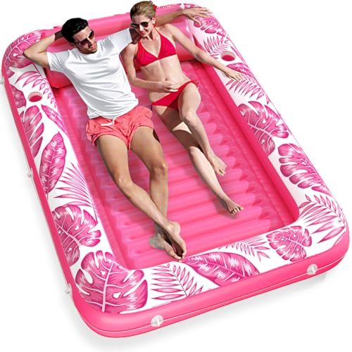 Inflatable Tanning Pool Lounger Float - Jasonwell 4 in 1 Sun Tan Tub Sunbathing Pool Lounge Raft Floatie Toys Water Filled Tanning Bed Mat Pad for Adult Blow Up Kiddie Pool Kids Ball Pit Ros