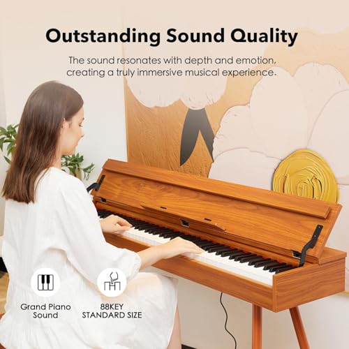 Image of Digital Piano 88 Key Weighted Keyboard,Full-Size Desk Progressive Hammer-Action Electric Piano For Beginners, With Sheet Music Stand, Pedal,Power Adapter, Headphone Mode, Usb-Midi