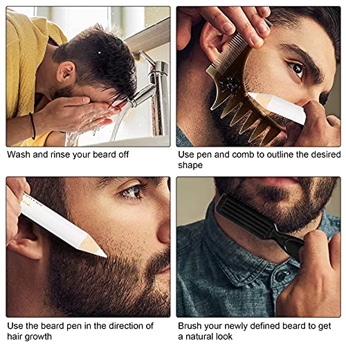 Penna Riempitiva per Barba Uomo, Riempitivo Professionale per Matita per Barba Dotato di Temperamatite per Modellare la Barba (Bianco)