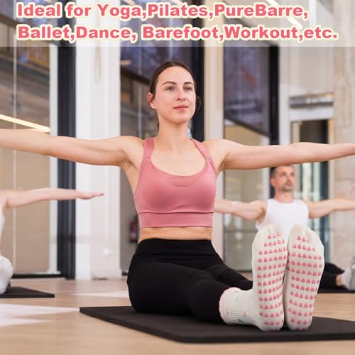 Image of Jspupifip Cute Pilates Socks for Women | Non Slip Yoga Socks with Grips for Barre Workout Athletic Hospital
