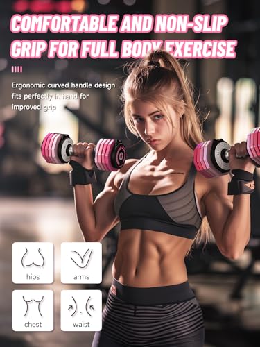 Adjustable Dumbbells Set 12.5LB/22.5LB Pair, 1-Sec Fast Adjustable 5 Weights by Turning Handle, Premium Comfort Non-slip Metal Dumbbells with Tray, Compact Size for Full Body Home Workout - Image 4