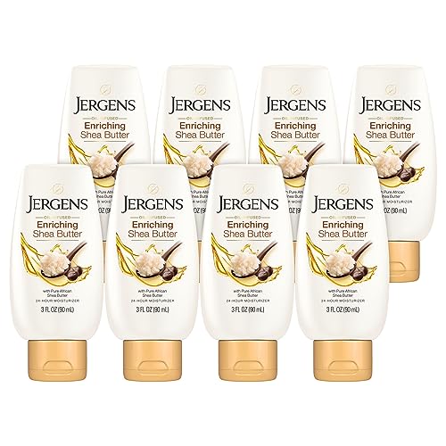 Jergens Shea Butter Hand and Body Lotion, Deep Conditioning Moisturizer, 3X More Radiant Skin, with Pure Shea Butter, Dermatologist Tested, 3 oz, 8 pack