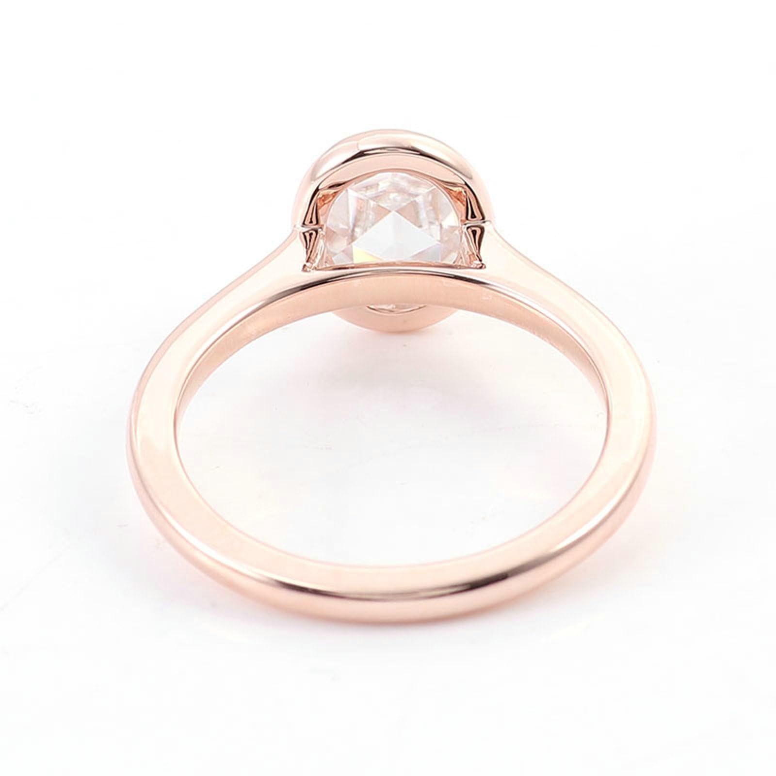 Anillos de boda 585 de oro rosa auténtico, para mujer con moissanite, 1 ct, solitario, anillo de compromiso, ovalado, oro real de 14 K, con grabado para mujeres, tamaño 51 (16,2)