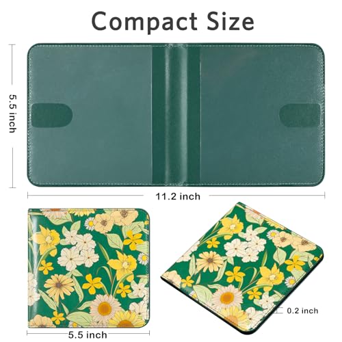 Image of CoBak Car Registration and Insurance Holder - Vehicle Glove Box Car Organizer, Auto Truck Comparment Accessories Case for Essential Document, Driver License, Cards (Blossom Forest Green)