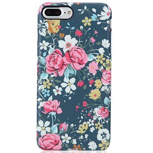 VIVIBIN Flower iPhone 7 Plus Case for Women Drop Protect, Shock Absorption Matte TPU Soft Rubber Silicone Cover Phone Case for iPhone 7 Plus/8 Plus 5.5inch