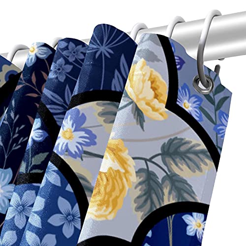 Rideau de douche bleu bohème imperméable contre les éclaboussures