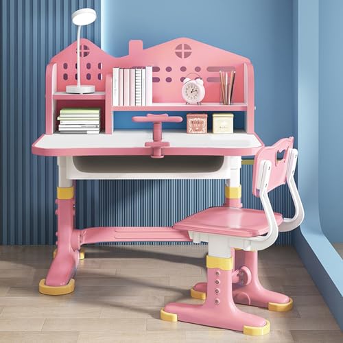 Happy Babies Kinderschreibtisch-Set - Ergonomisch Mit Schublade, 67x40cm, Rosa