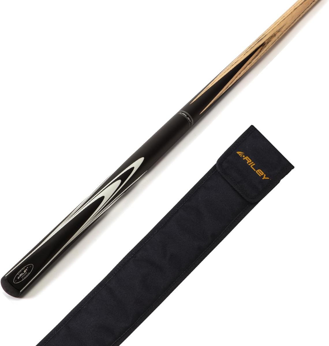 Riley ユニ ROS-40EAM Ronnie O'sullivan 2ピース 北米アッシュスヌーカーキュー-145cm-9.5mm 先端 ソフトキューケース、ブラックバット/天然木シャフト、57インチ(145cm)