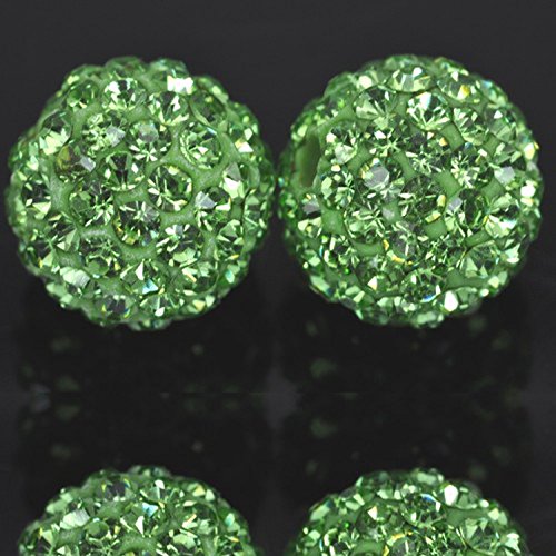 RUBYCA Pave Czech Crystal Disco Ball Clay Beads fit Shamballa Jewelry (50pcs, 12mm, Green) - Image 3