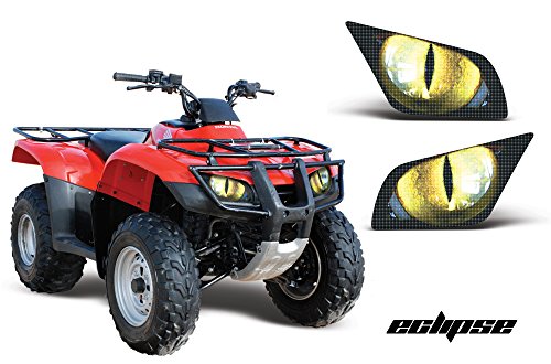 AMR Racing ATV Headlight Eye Graphics Decal Cover Compatible with Honda Recon 2005-2014 - Eclipse Yellow