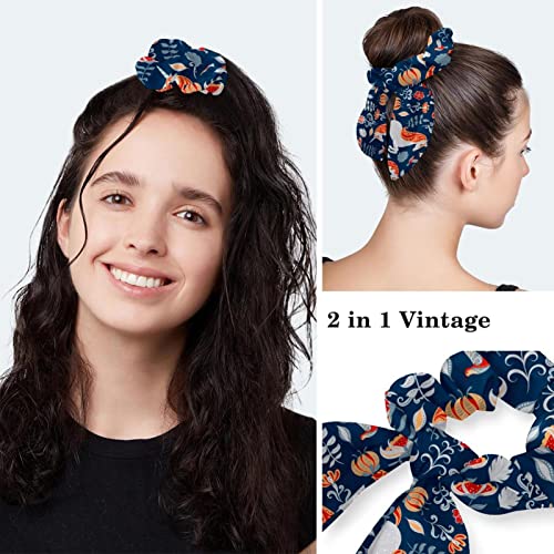 Image of Women's Working Caps Bouffant Surgical Cap with Bow Scrunchies Little Daisy Art Paint Ponytail Holder Tie Back Scrub Hat
