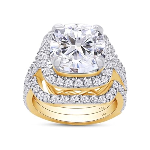 Cushion & Round Cut Lab Created Diamond Moissanite Engagement Ring